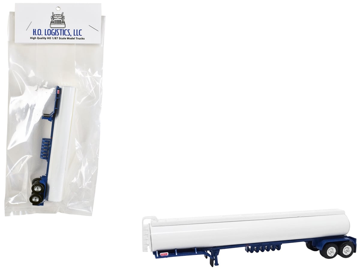HL-306 Tanker Trailer White & Blue 1-87 Scale HO Scale Plastic Model
