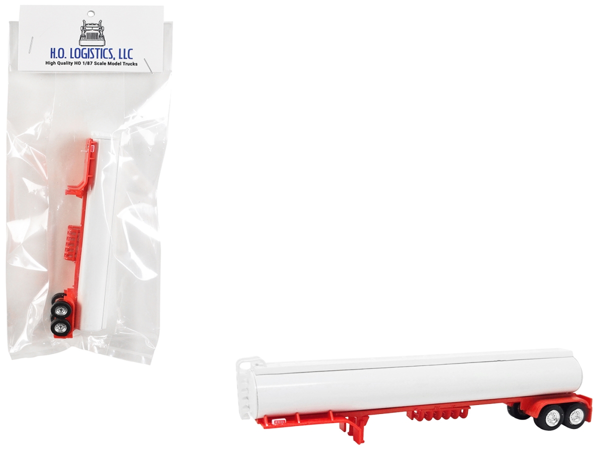 HL-308 Tanker Trailer White & Red 1-87 Scale HO Scale Plastic Model