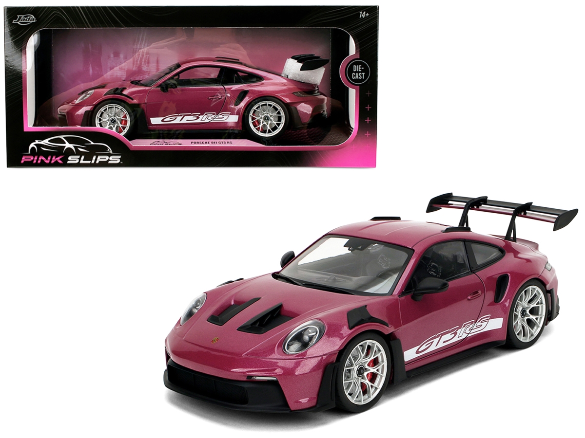 Jada 36469 Porsche 911 GT3 RS Red Violet Metallic with White Stripes Pink Slips Series 1-18 Scale Diecast Model Car