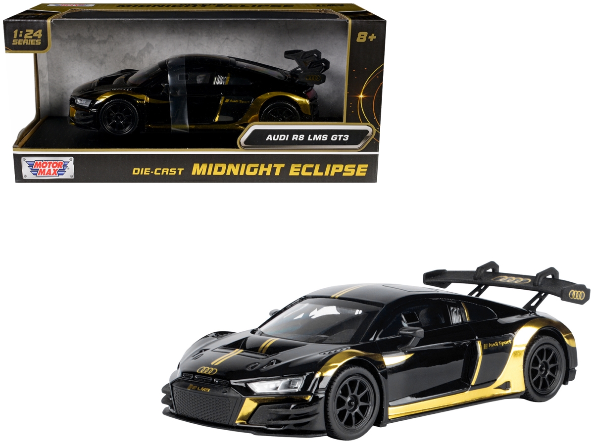79208BK Audi R8 LMS GT3 Black with Gold Stripes & Graphics Midnight Eclipse Series 1-24 Scale Diecast Model Car