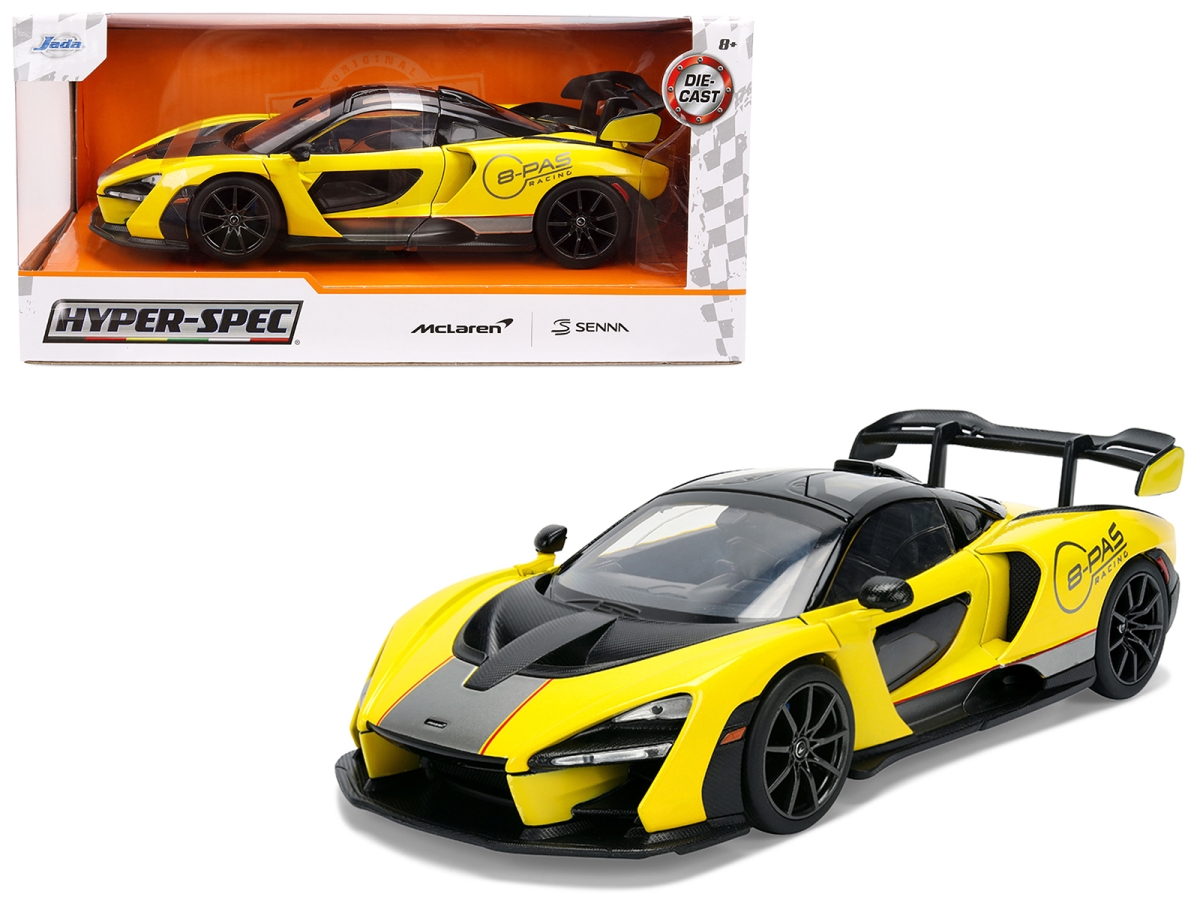 Jada 36484 McLaren Senna 8-PAS Racing Yellow Metallic with Black Top Hyper-Spec Series 1-24 Scale Diecast Model Car