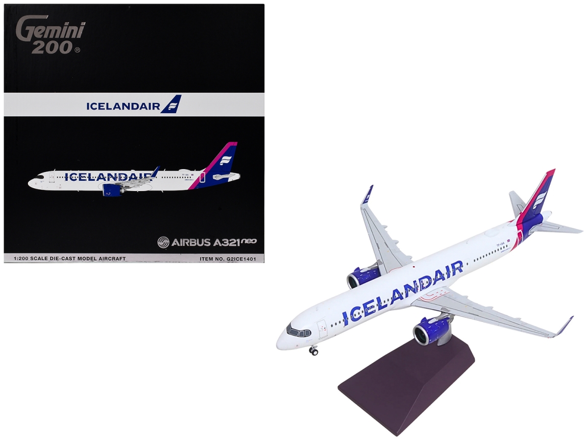 G2ICE1401 Airbus A321neo Commercial Aircraft Icelandair TF-IAA White with Blue & Pink Tail Gemini 200 Series 1-200 Scale Diecast Model