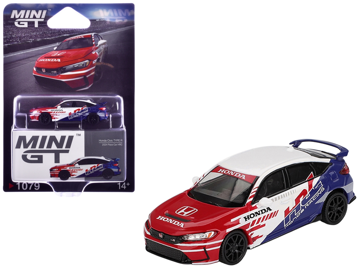 MGT01079 Honda Civic Type R 2024 Pace Car HRC White with Red & Blue Graphics Limited Edition 1-64 Scale Diecast Model Car