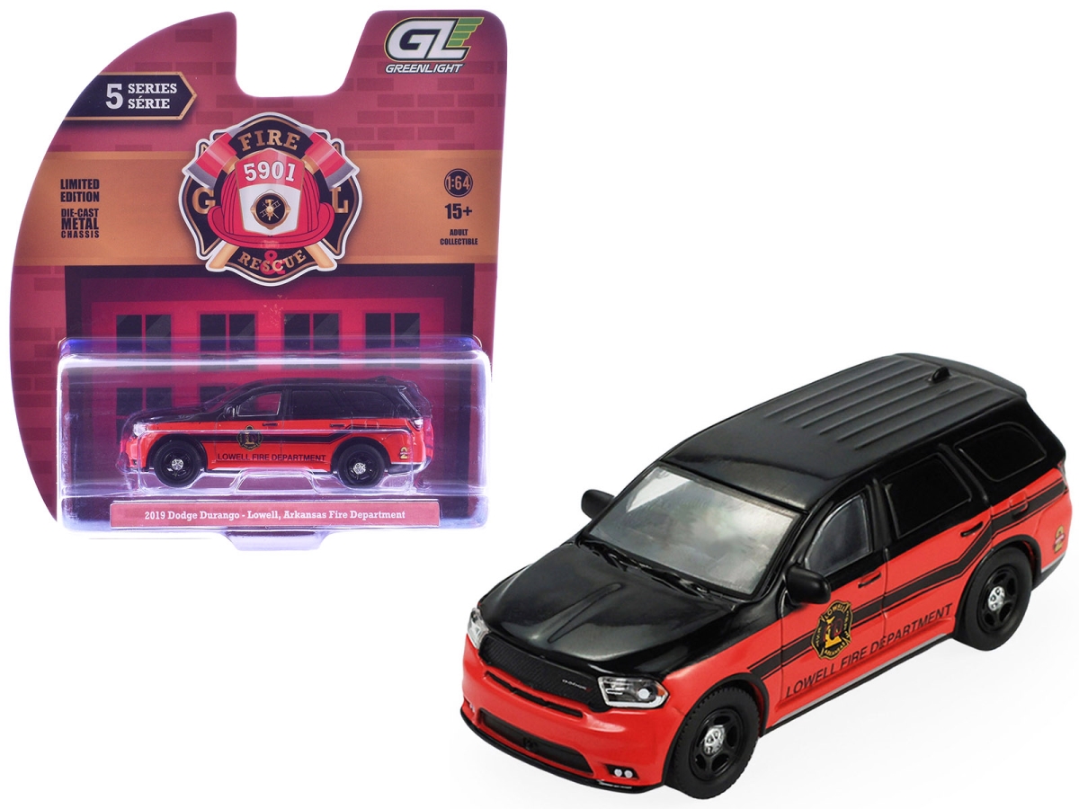 67070C 2019 Dodge Durango Lowell Arkansas Fire Department Red & Black with Stripes Fire & Rescue Series No.5 1-64 Scale Diecast Model Car