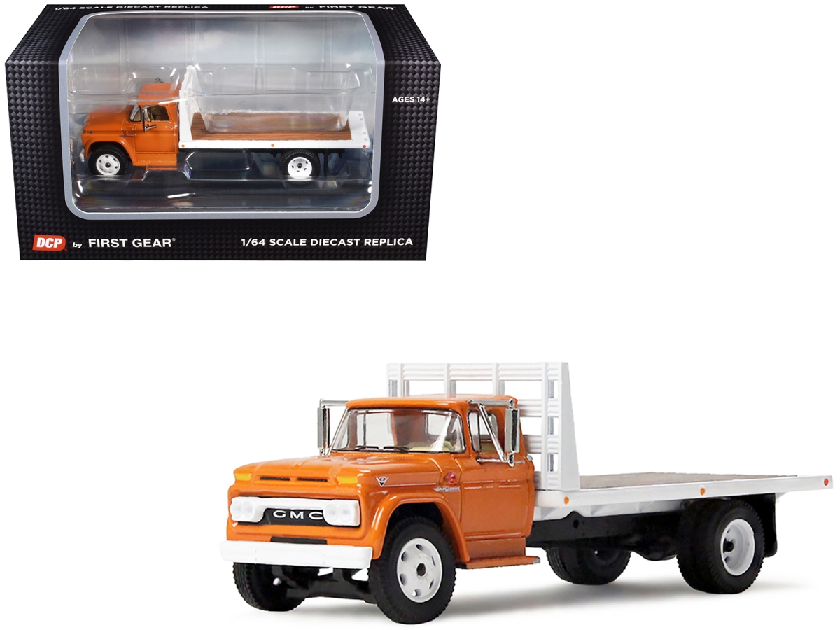60-2259 GMC 4000 Omaha Orange 1-64 Scale Diecast Model Flatbed Truck