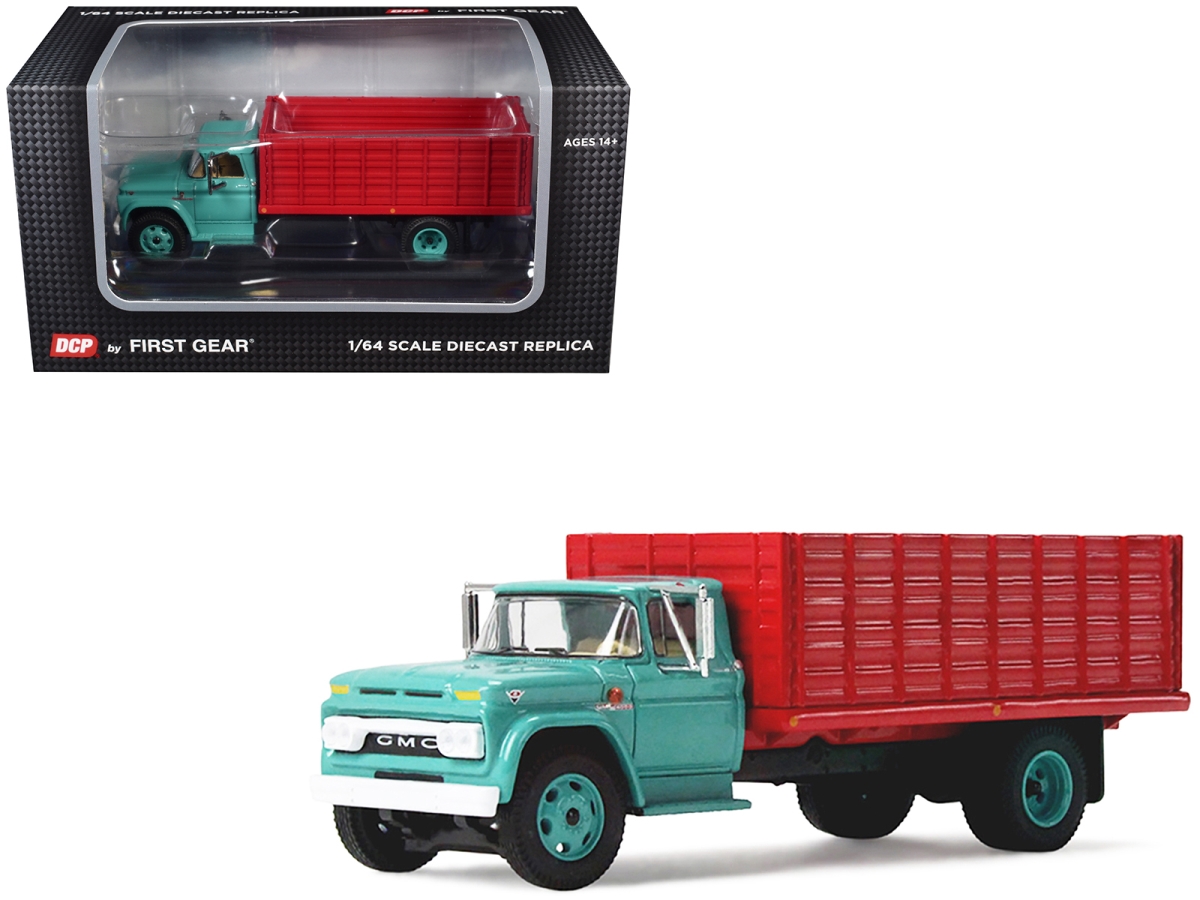 60-2260 GMC 4000 Turquoise with Red Container 1-64 Scale Diecast Model Grain Truck