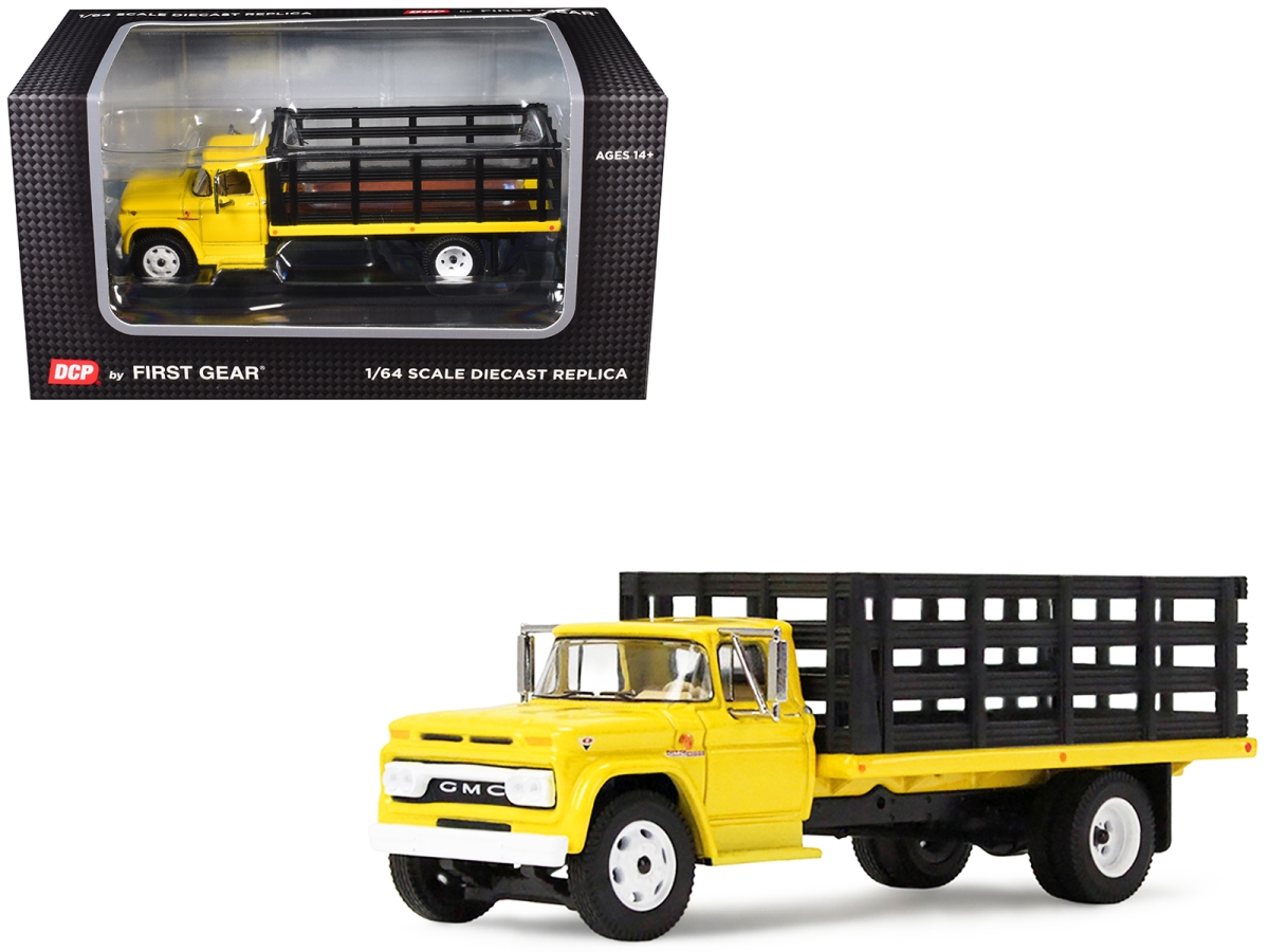 60-2261 GMC 4000 Bright Yellow 1-64 Scale Diecast Model Stake Truck