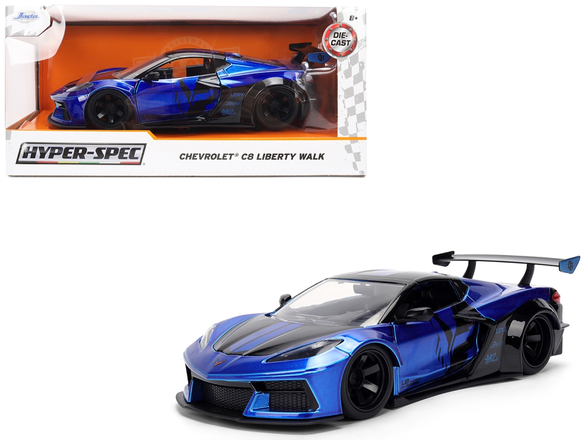 Jada 36496 Chevrolet Corvette C8 Liberty Walk Candy Blue & Black Hyper-Spec Series 1-24 Scale Diecast Model Car