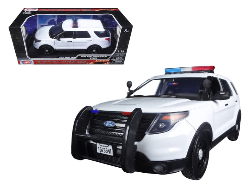 73541 1 by 18 Scale Diecast 2015 Ford PI Utility Interceptor Plain White Police Car with Light Bar Model Car -  MOTORMAX