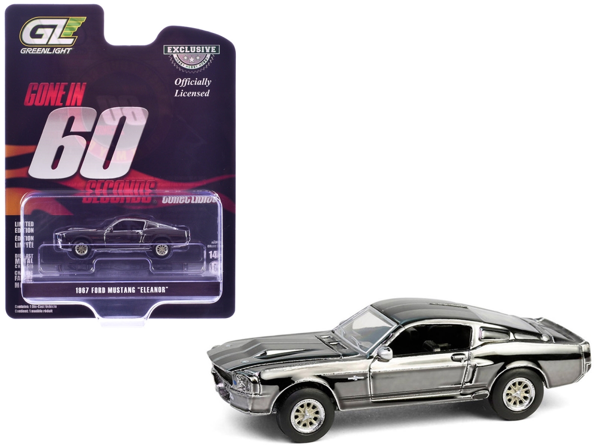 GL30558 1967 Ford Mustang Eleanor Silver & Chrome Edition Gone in Sixty Seconds 2000 Movie Hobby Exclusive Series 1-64 Scale Diecast Model Car