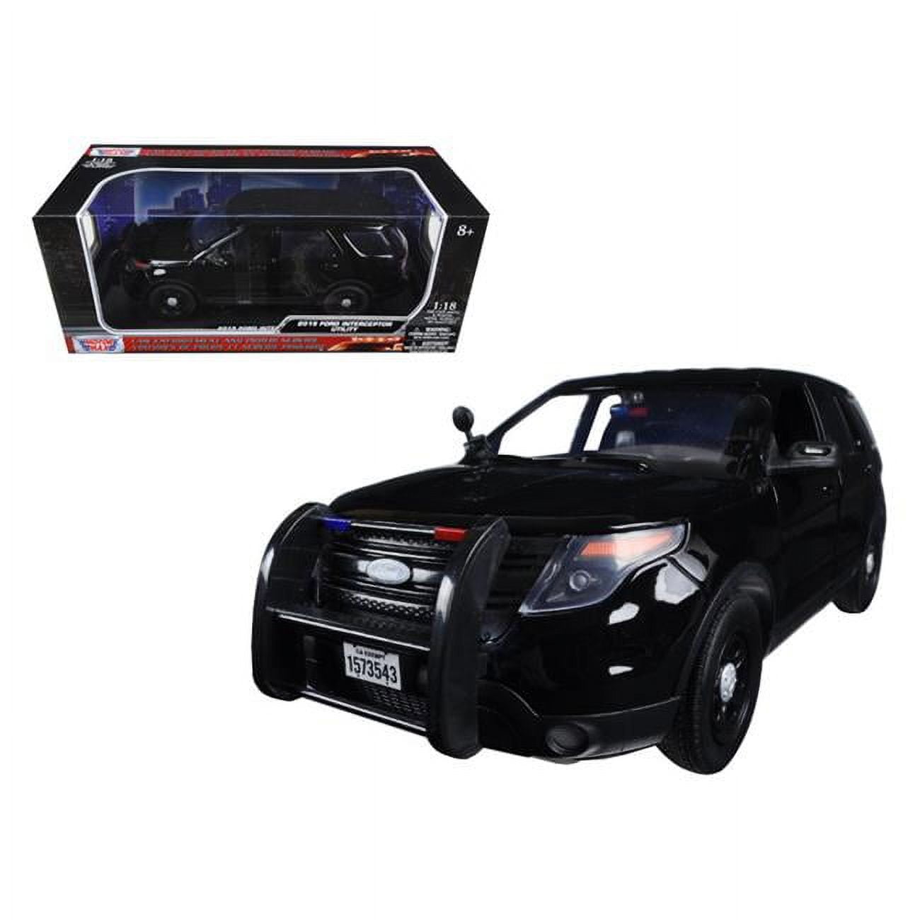 73543 1 by 18 Scale Diecast 2015 Ford PI Utility Interceptor Special Service Black Police Model CarCar -  MOTORMAX