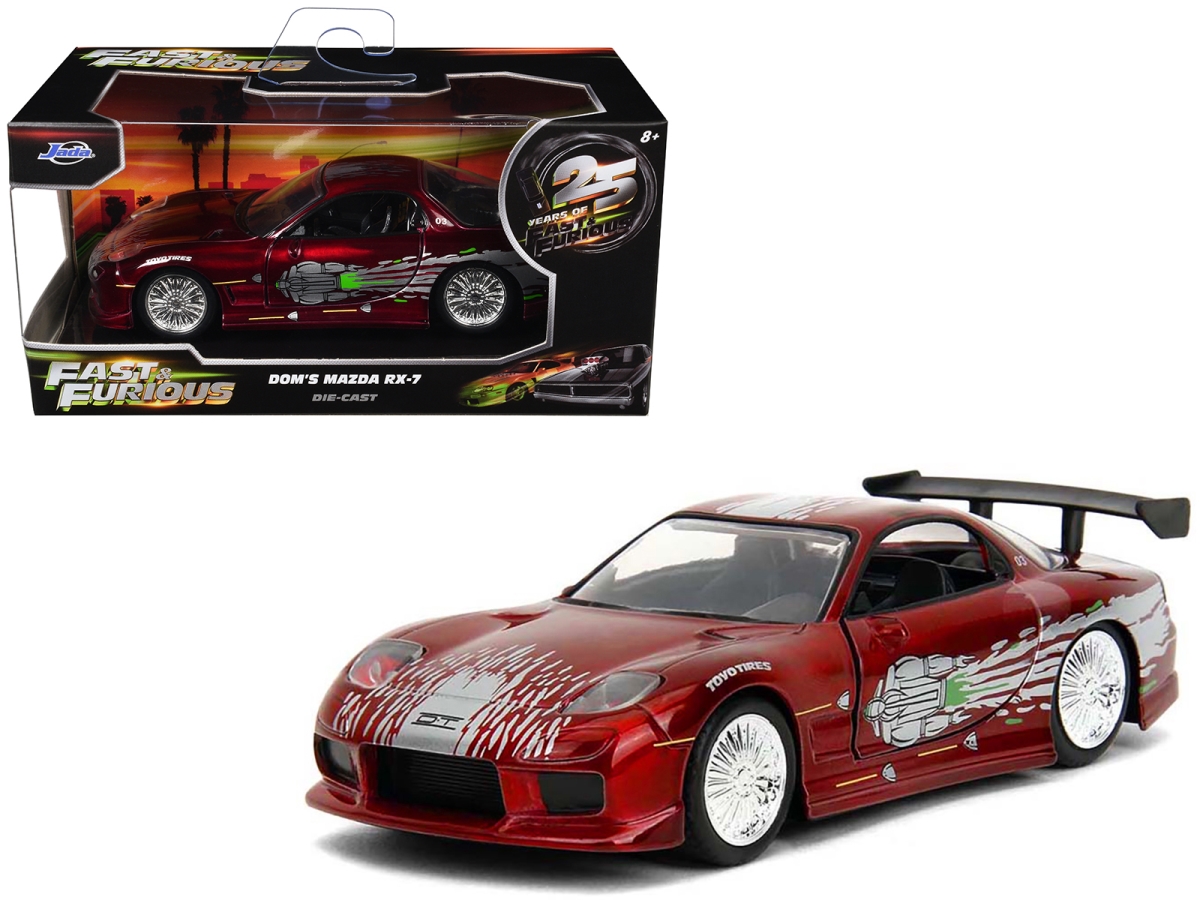 Jada 35400-25TH Doms Mazda RX-7 Candy Red with Graphics 2001 Movie 25 Years of Fast & Furious Series 1-32 Scale Diecast Model Car