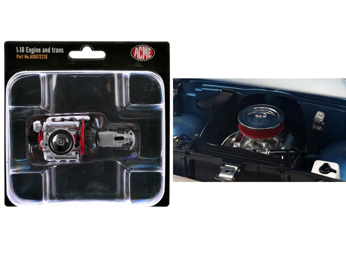 A1807223E Small Block 350 Engine & Transmission Replica from 1967 Chevrolet K-10 1-18 Scale Model Pickup Truck
