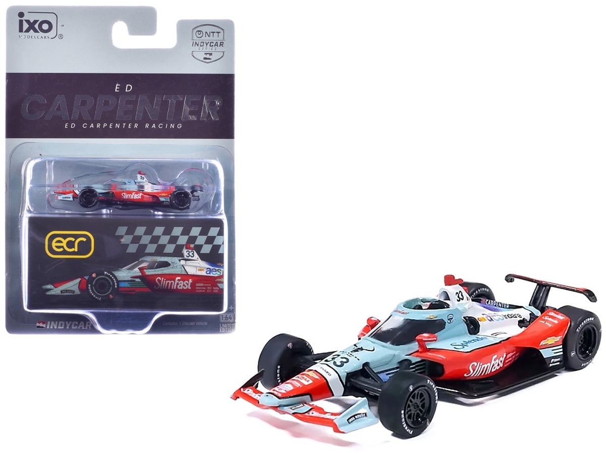 IND64053 Dallara No.33 Slim Fast Ed Carpenter Racing Road Course Configuration NTT Series 2026 1-64 Scale Diecast Model IndyCar