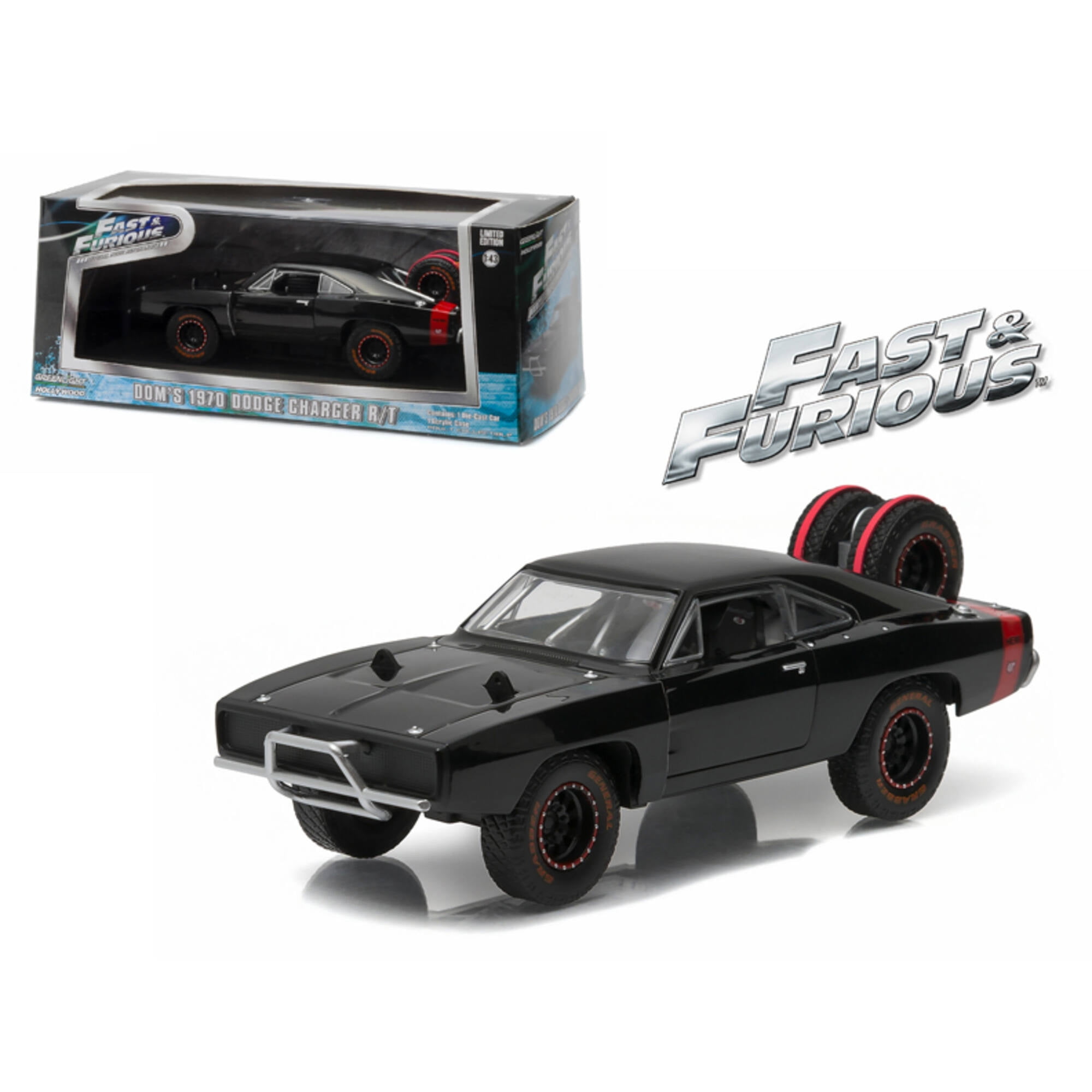 1 by 64 Diecast Doms 1970 Dodge Charger R-T Off Road Fast & Furious-Fast 7 Movie 2011 Diecast Model Car -  GreenLight, GR95115