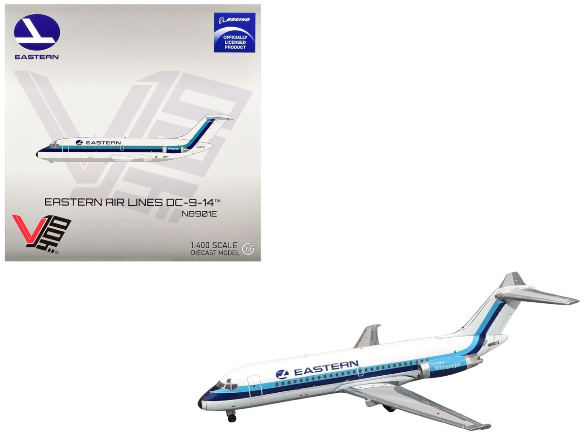 400010 McDonnell Douglas DC-9-14 Commercial Aircraft Eastern Air Lines N8901E White with Blue Stripes 1-400 Scale Diecast Model Airplane