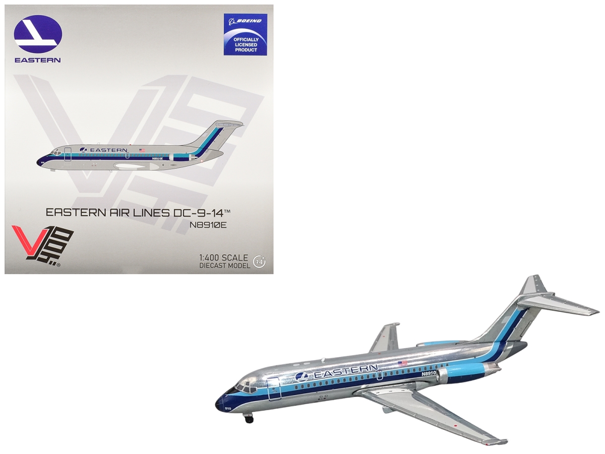 400011 McDonnell Douglas DC-9-14 Commercial Aircraft Eastern Air Lines N8910E Silver with Blue Stripes 1-400 Scale Diecast Model Airplane