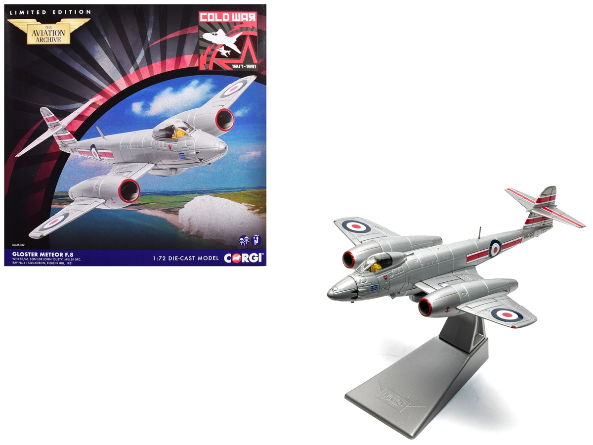 Corgi  Gloster Meteor F.8 Aircraft WH480-M SQN LDR John Dust Miller DFC No.41 Squadron Biggin Hill 1951 Royal Air Force 1-72 Scale Diecast Model Car
