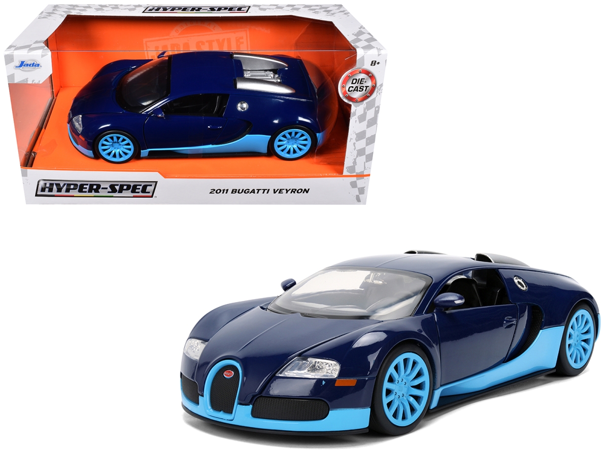 Jada 37643 2011 Bugatti Veyron Dark Blue with Light Blue Accents Hyper-Spec Series 1-24 Scale Diecast Model Car