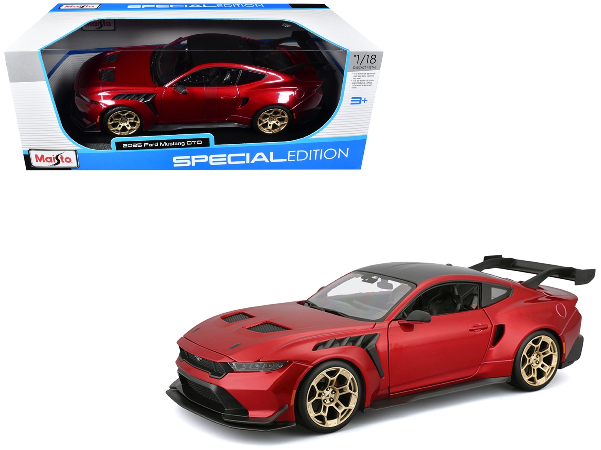 Maisto 31468R 2025 Ford Mustang GTD Red Metallic with Black Top Special Edition Series 1-18 Scale Diecast Model Car