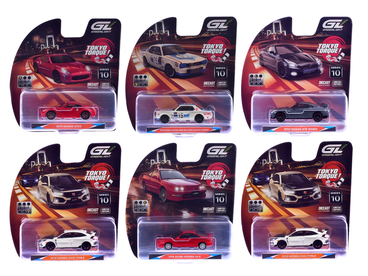 235110SET Tokyo Torque Series 10 1-64 Scale Diecast Model Car - 6 Piece