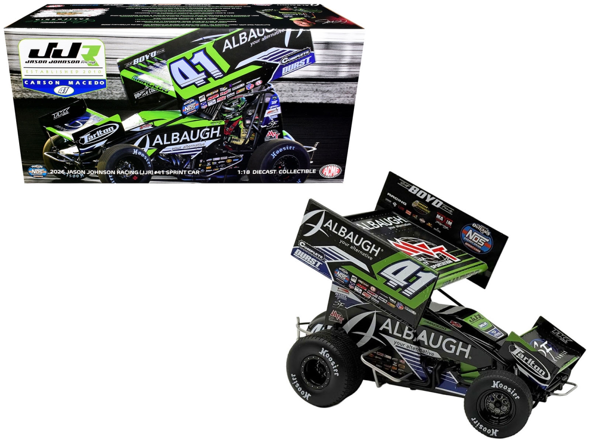 A1826007 Winged Sprint No.41 Carson Macedo Albaugh Jason Johnson Racing 2026 1-18 Scale Diecast Model Car