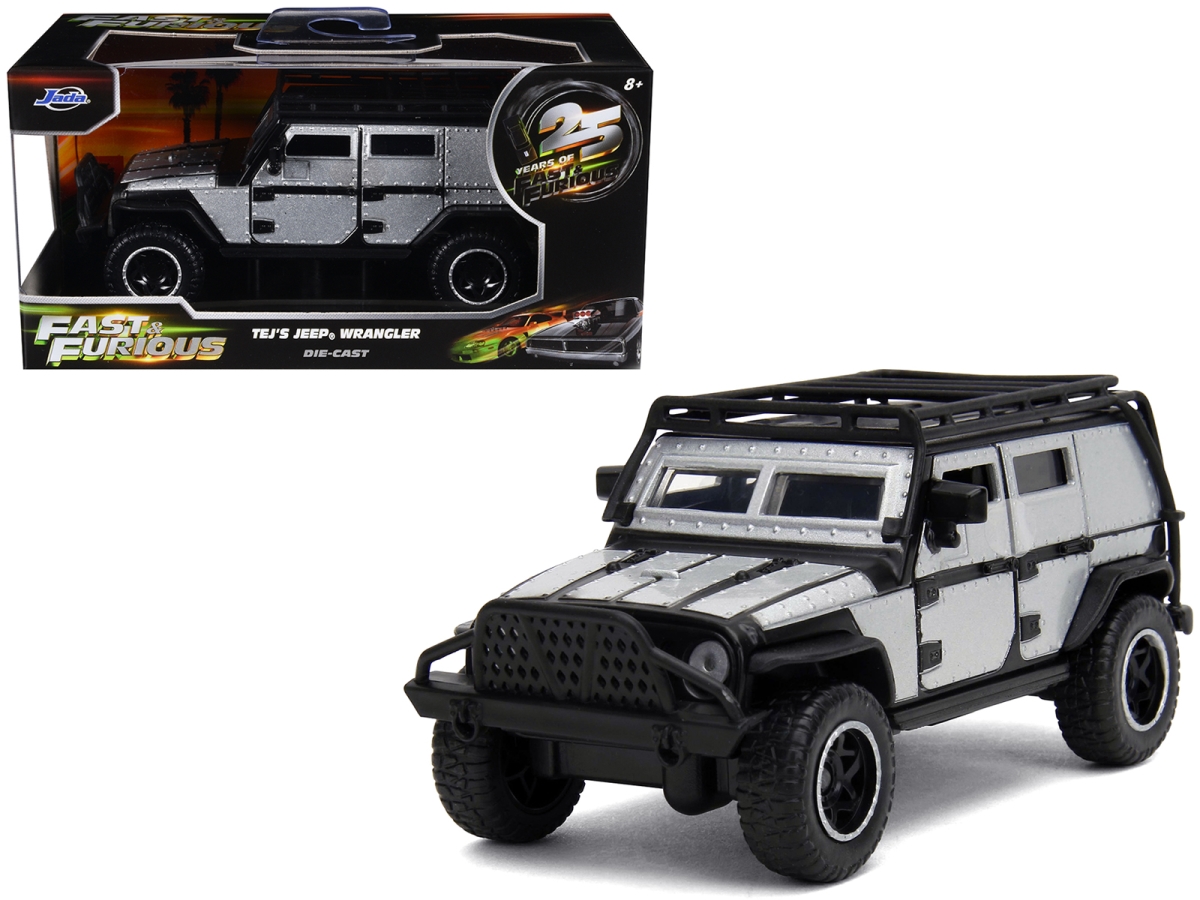 Jada  Tejs Jeep Wrangler Custom Silver Metallic with Black Top & Roof Rack 7 2015 Movie 25 Years of Fast & Furious Series 1-32 Scale Diecast Model Car