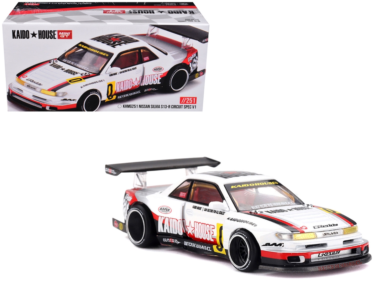 Nissan Silvia S13-R Circuit Spec V1 Right Hand Drive White with Graphics Designed by Jun Imai Kaido House Special 1-64 Scale Diecast Model Car