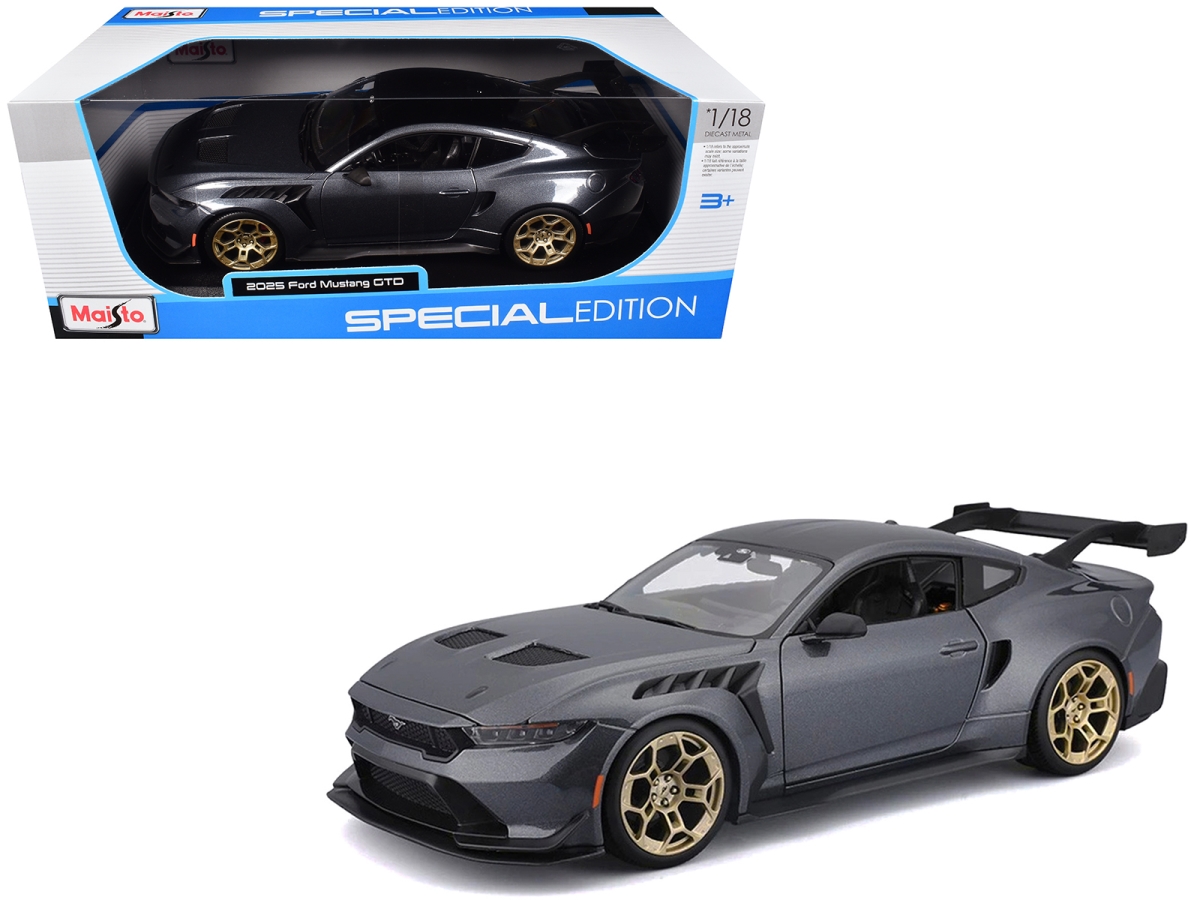 Maisto 31468GRY 2025 Ford Mustang GTD Dark Gray Metallic with Black Top Special Edition Series 1-18 Scale Diecast Model Car