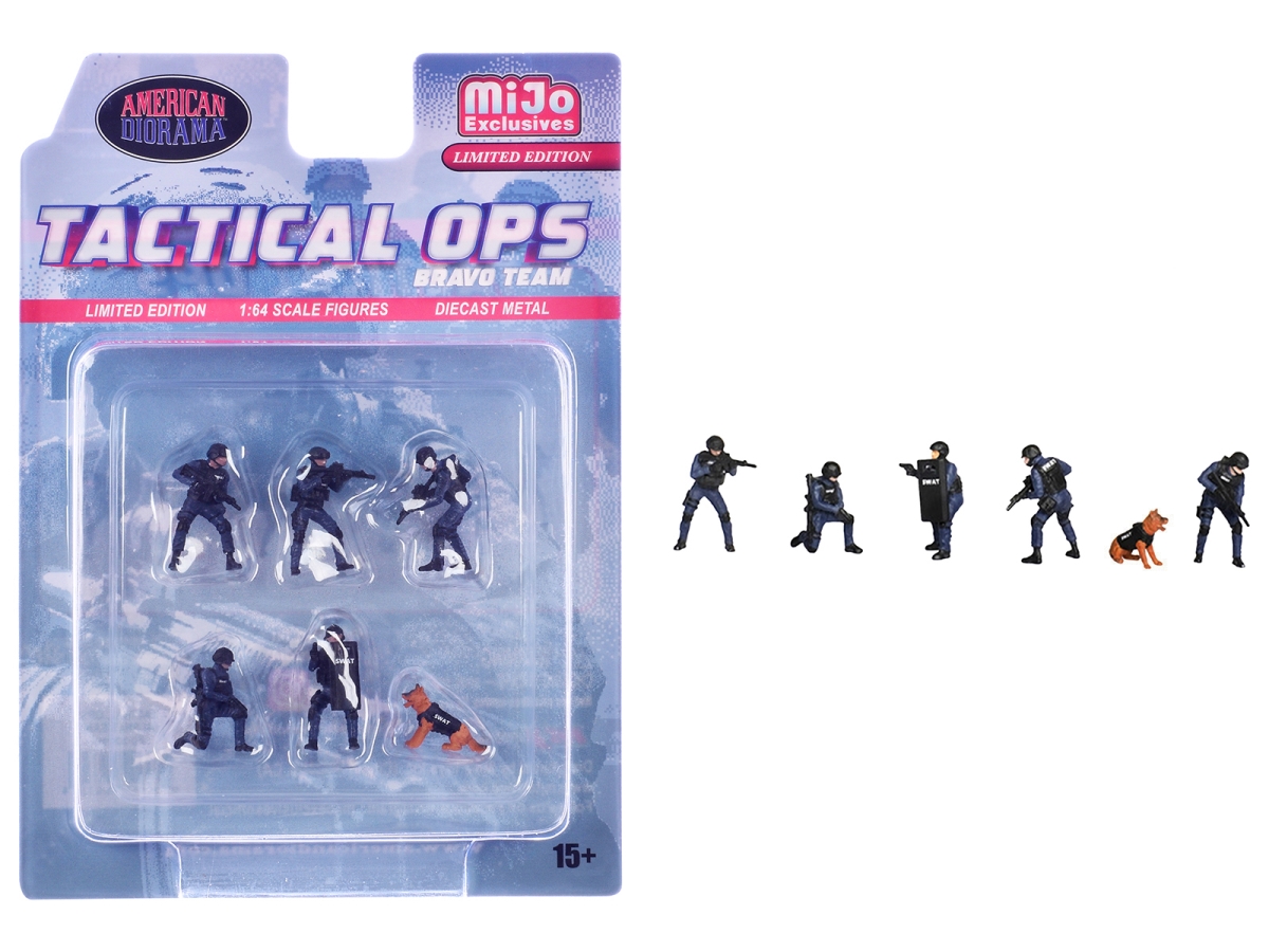 AD-2439MJ Tactical Ops Bravo Team Diecast Figure Set with Limited Edition for 1-64 Scale Model - 6 Piece