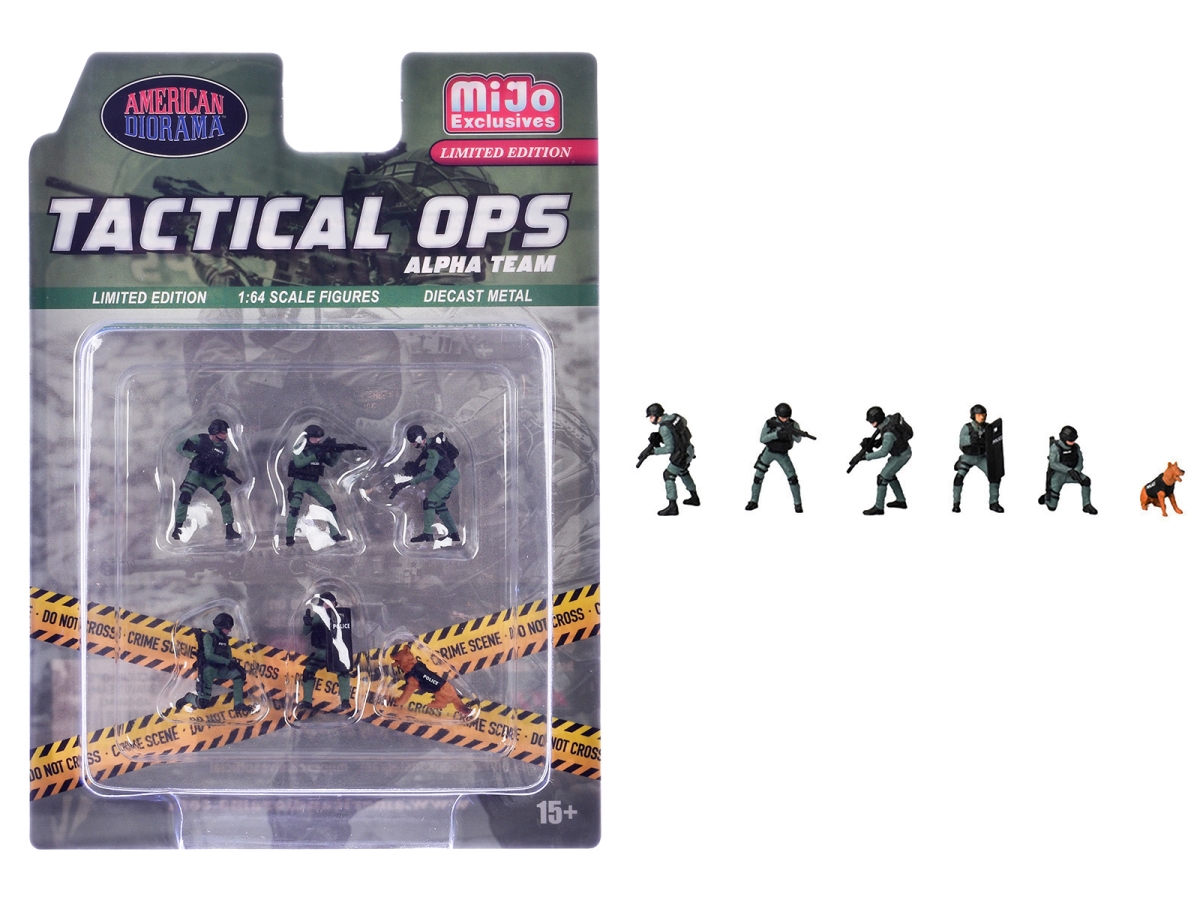 AD-2440MJ Tactical Ops Alpha Team Diecast Figure Set with Limited Edition for 1-64 Scale Model - 6 Piece