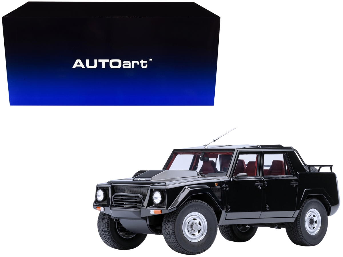 74550 Lamborghini LM002 Nero Tenebre Black with Red Interior 1-18 Scale Model Car