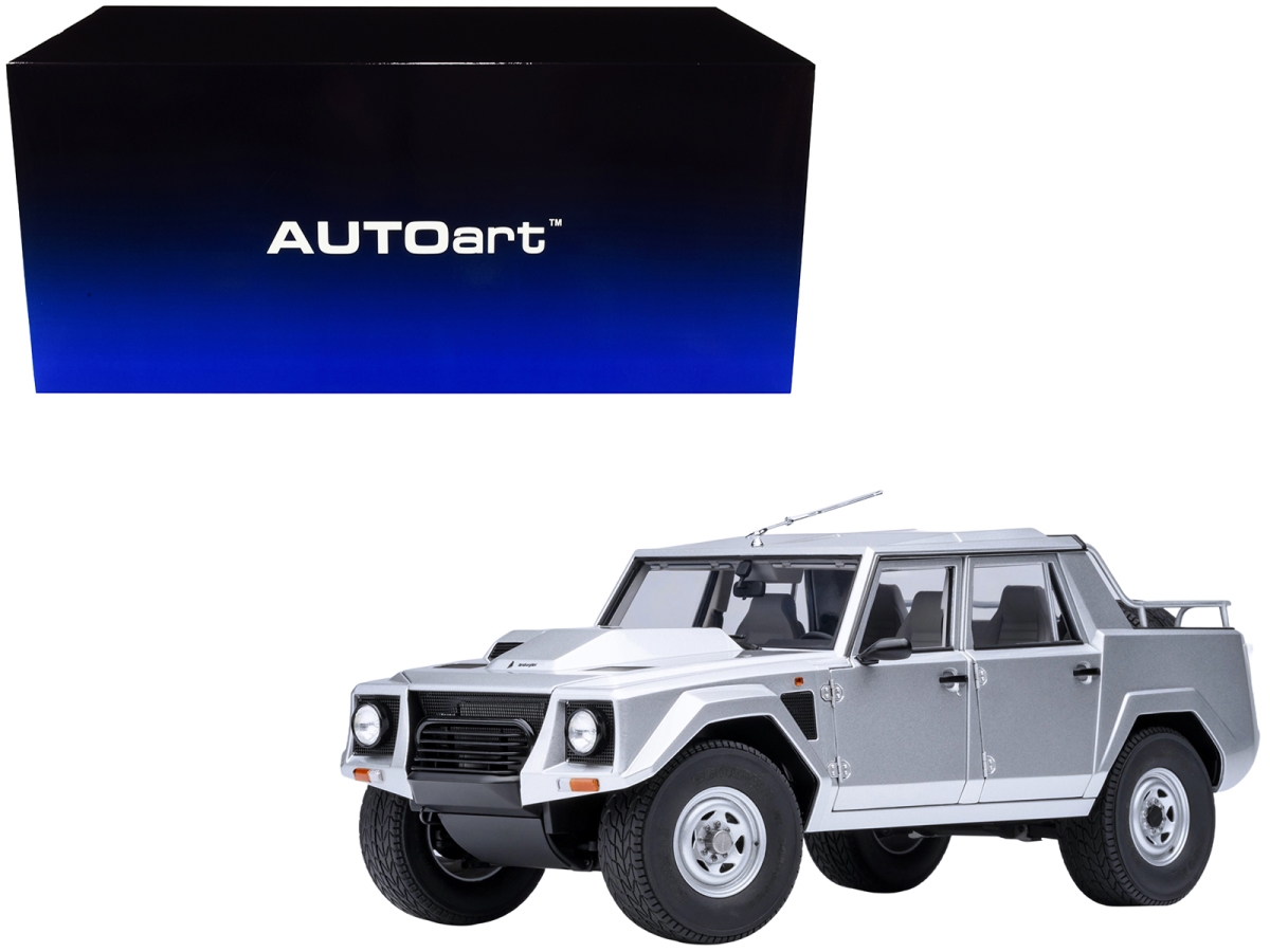 74553 Lamborghini LM002 Argento Silver Metallic with White Interior 1-18 Scale Model Car