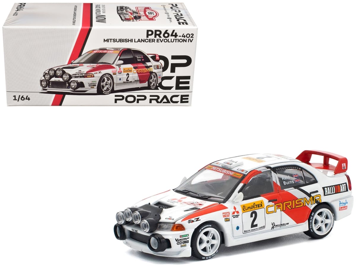 PR640402 Mitsubishi Lancer Evolution IV Right Hand Drive No.2 Richard Burns - Robert Reid Monte Carlo Rally 1998 1-64 Scale Diecast Model Car