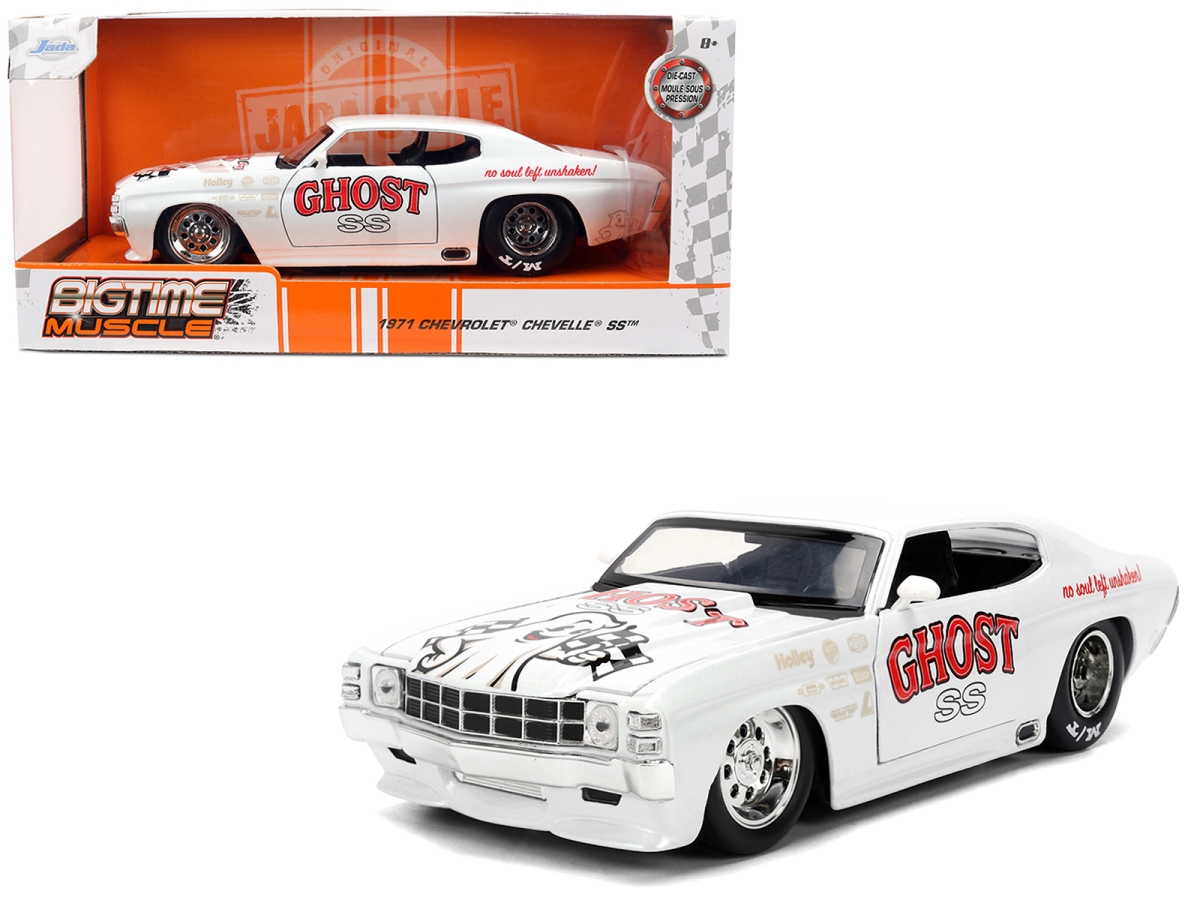 Jada 36636 1971 Chevrolet Chevelle SS Ghost SS White with Graphics Bigtime Muscle Series 1-24 Scale Diecast Model Car