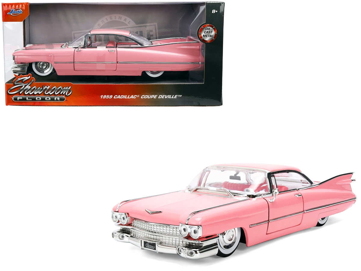 Jada 38004 1959 Cadillac Coupe DeVille Pink with Pink & White Interior Showroom Floor Series 1-24 Scale Diecast Model Car
