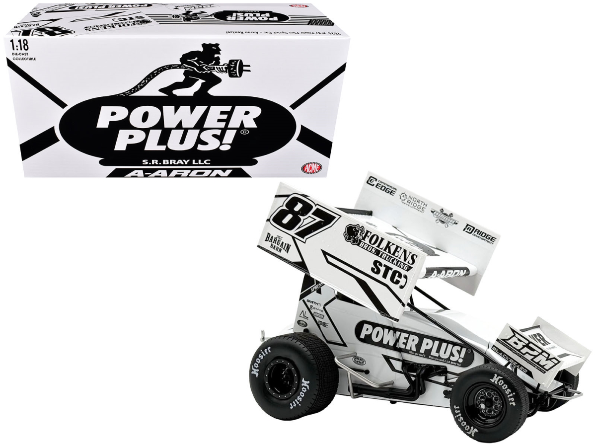 A1826009 Winged Sprint No.87 Aaron Reutzel Power Plus White 2026 1-18 Scale Diecast Model Car