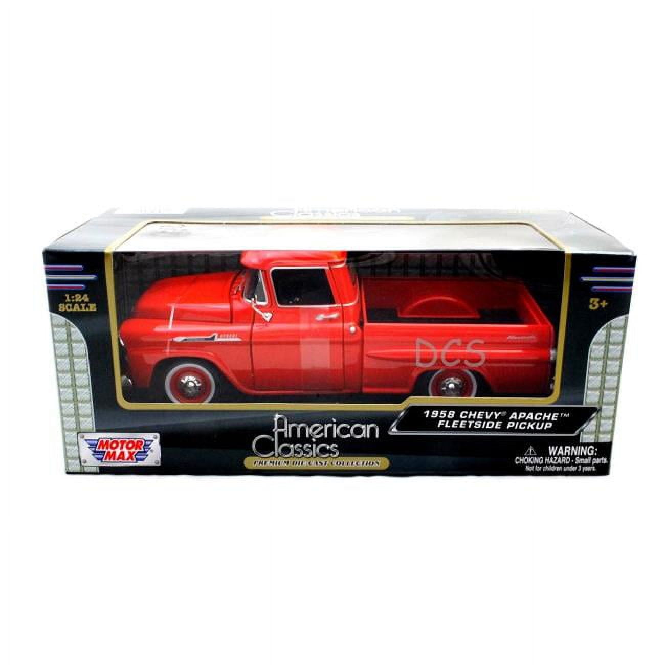 1 by 24 1958 Chevrolet Apache Fleetside Pickup Diecast Car Model - Orange