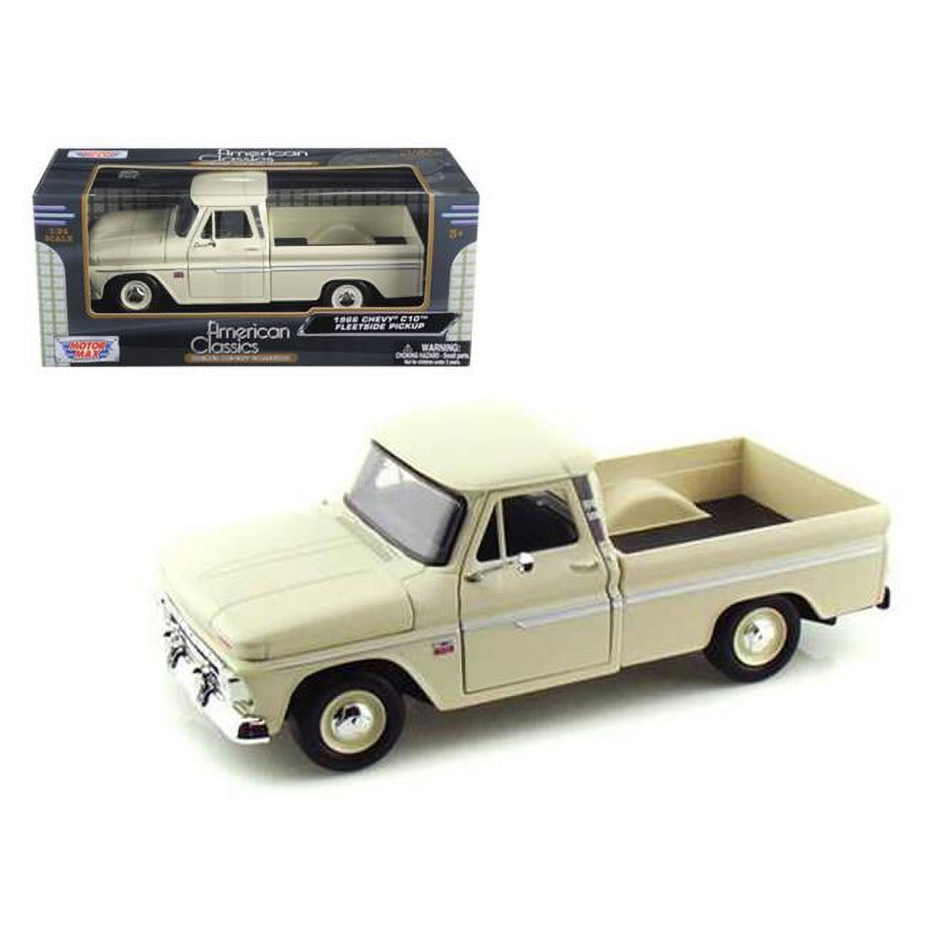 1 by 24 1966 Chevrolet C10 Fleetside Pickup Diecast Car Model - Cream