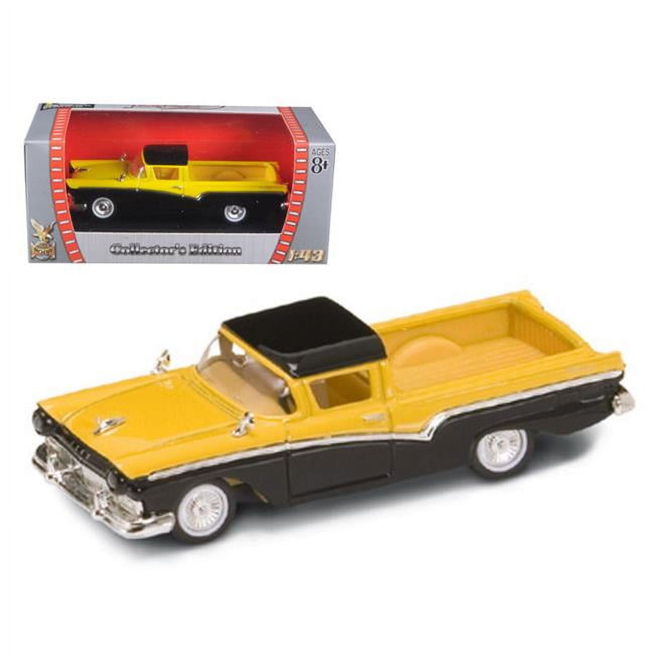 94215y 1 by 43 1957 Ford Ranchero Diecast Model Car, Yellow & Black -  ROAD SIGNATURE