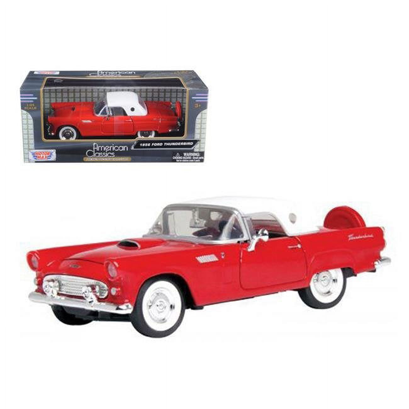 1 by 24 1956 Ford Thunderbird Diecast Car Model, Red -  Play4Hours, PL994572