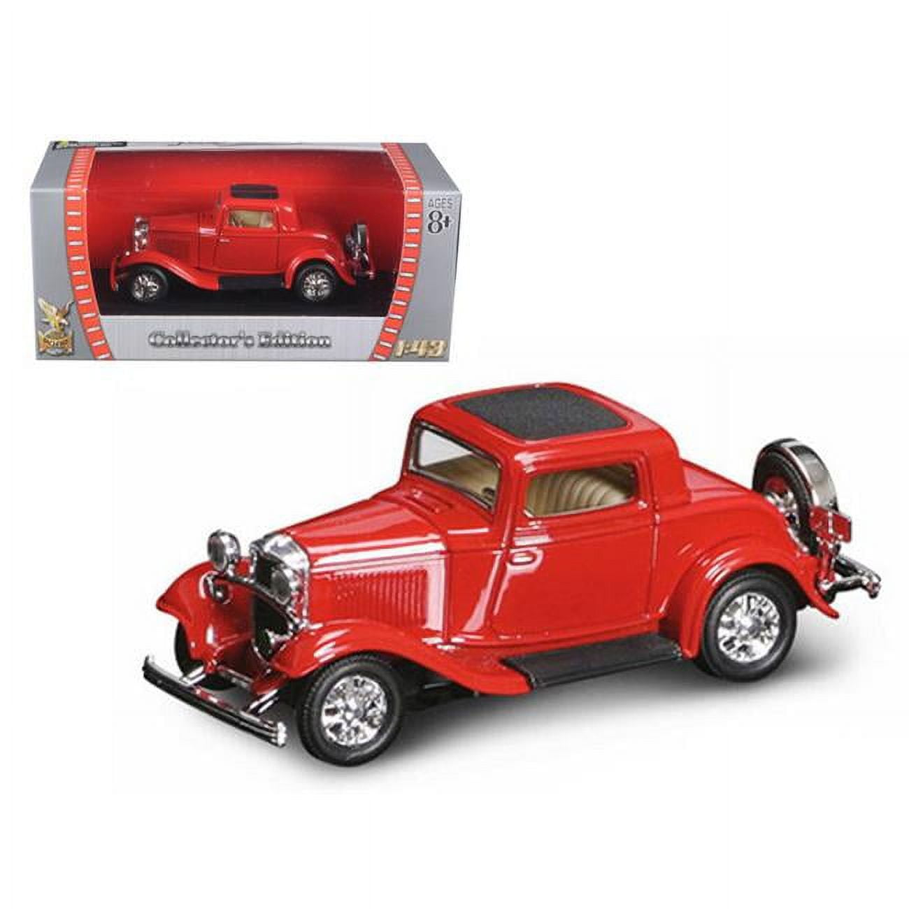 94231r 1 by 43 1932 Ford 3 Window Coupe Diecast Car, Red