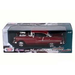 1 by 18 1955 Chevrolet Bel Air with Blower Timeless Classics Diecast Model Car, Burgundy