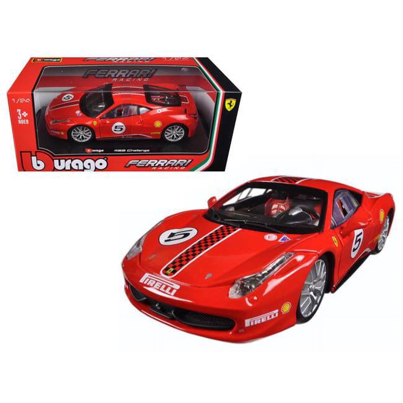 1 isto 24 Ferrari 458 Challenge No. 5 Diecast Model Car - Red