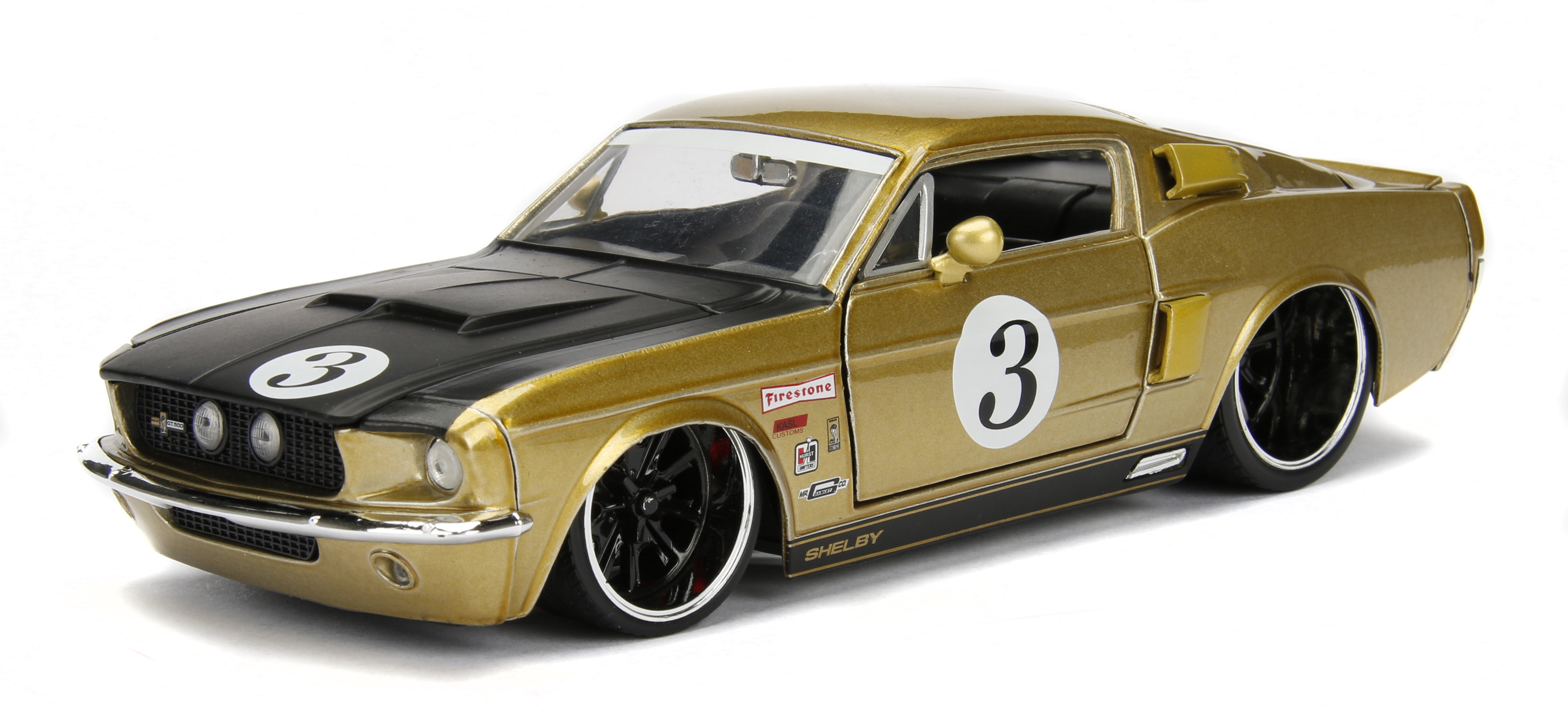 99084 1-24 1967 Ford Shelby GT-500 No. 3 Hood Big Time Muscle Diecast Model Car, Gold with Matt Black -  Jada Toys