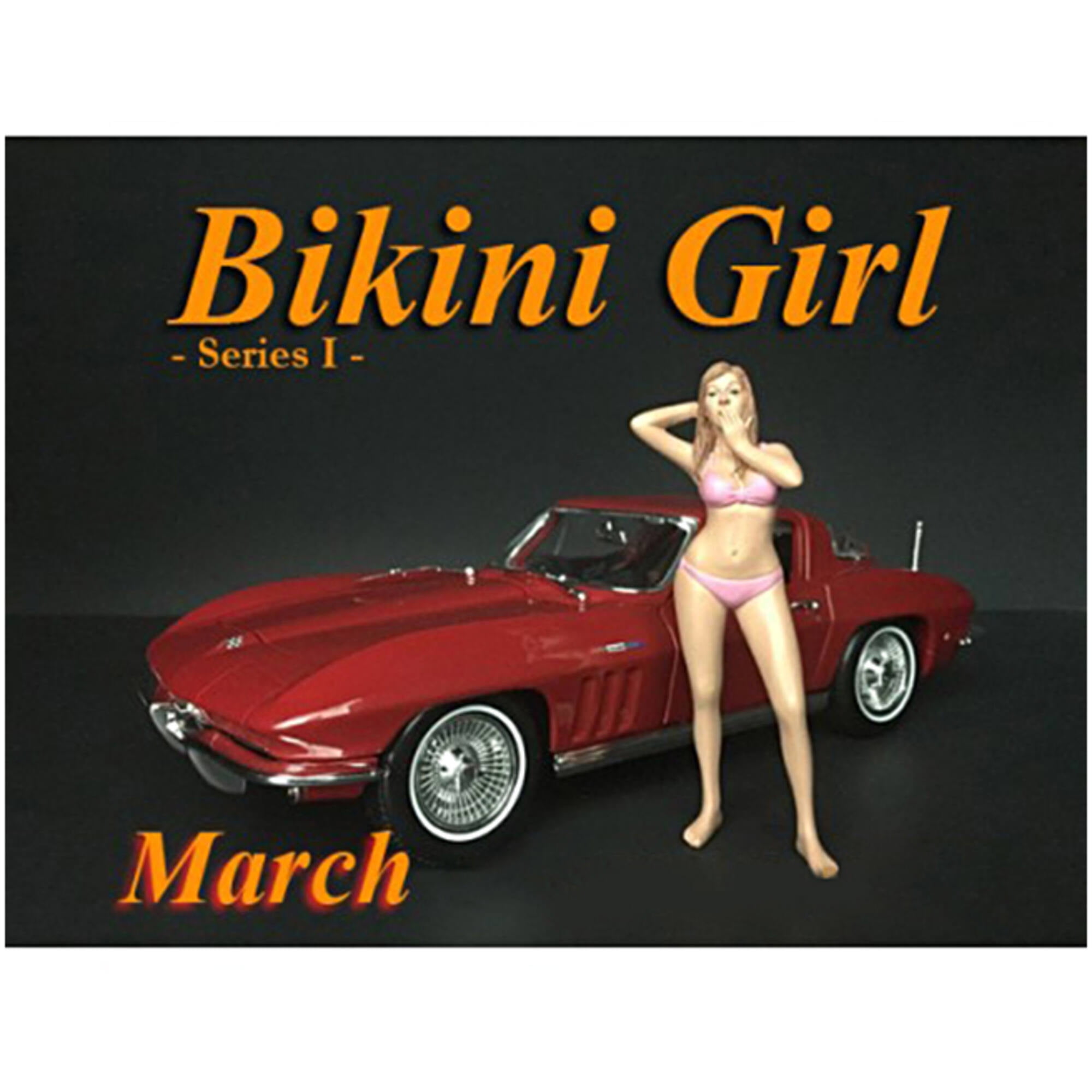 Picture of American Diorama 38267 March Bikini Calendar Girl Figure for 1 isto 24 Diecast Model Car