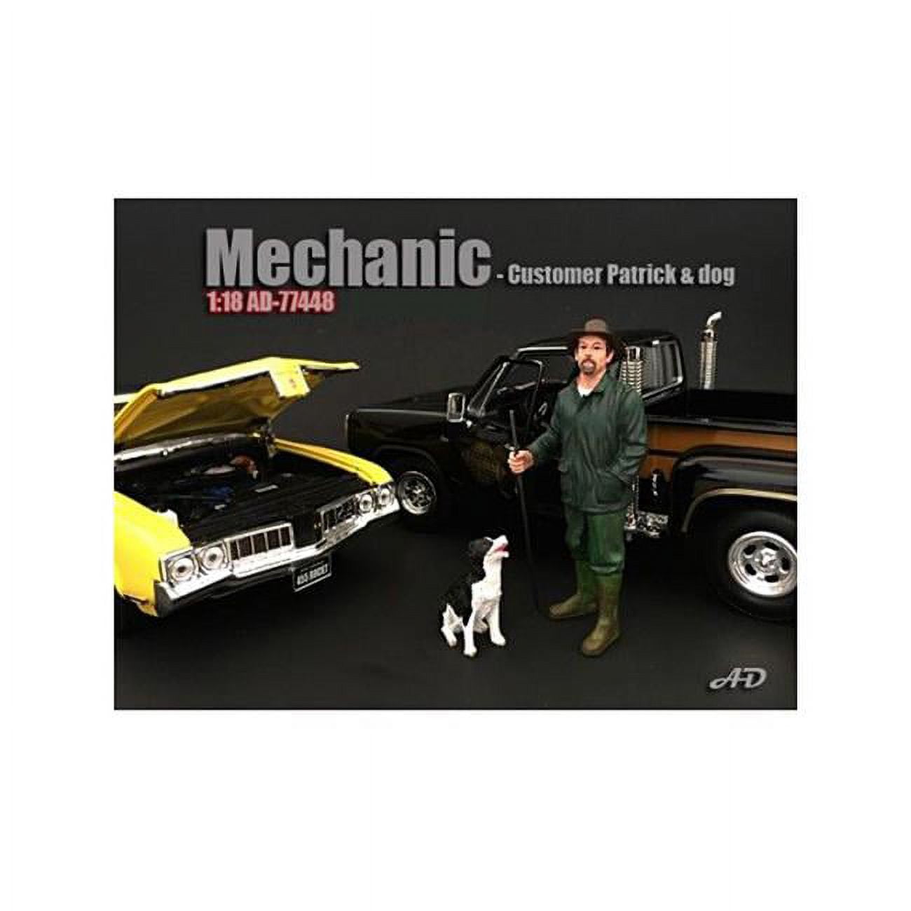 Picture of American Diorama 77448 Customer Patrick & A Dog Figurine & Figure for 1 isto 18 Diecast Model Car