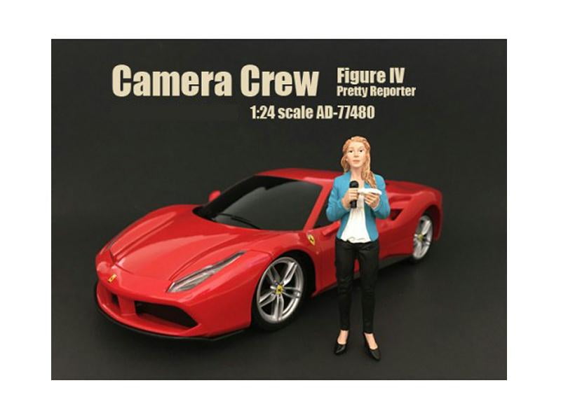 Picture of American Diorama 77480 Camera Crew Figure IV Pretty Reporter for 1 isto 24 Diecast Model Car