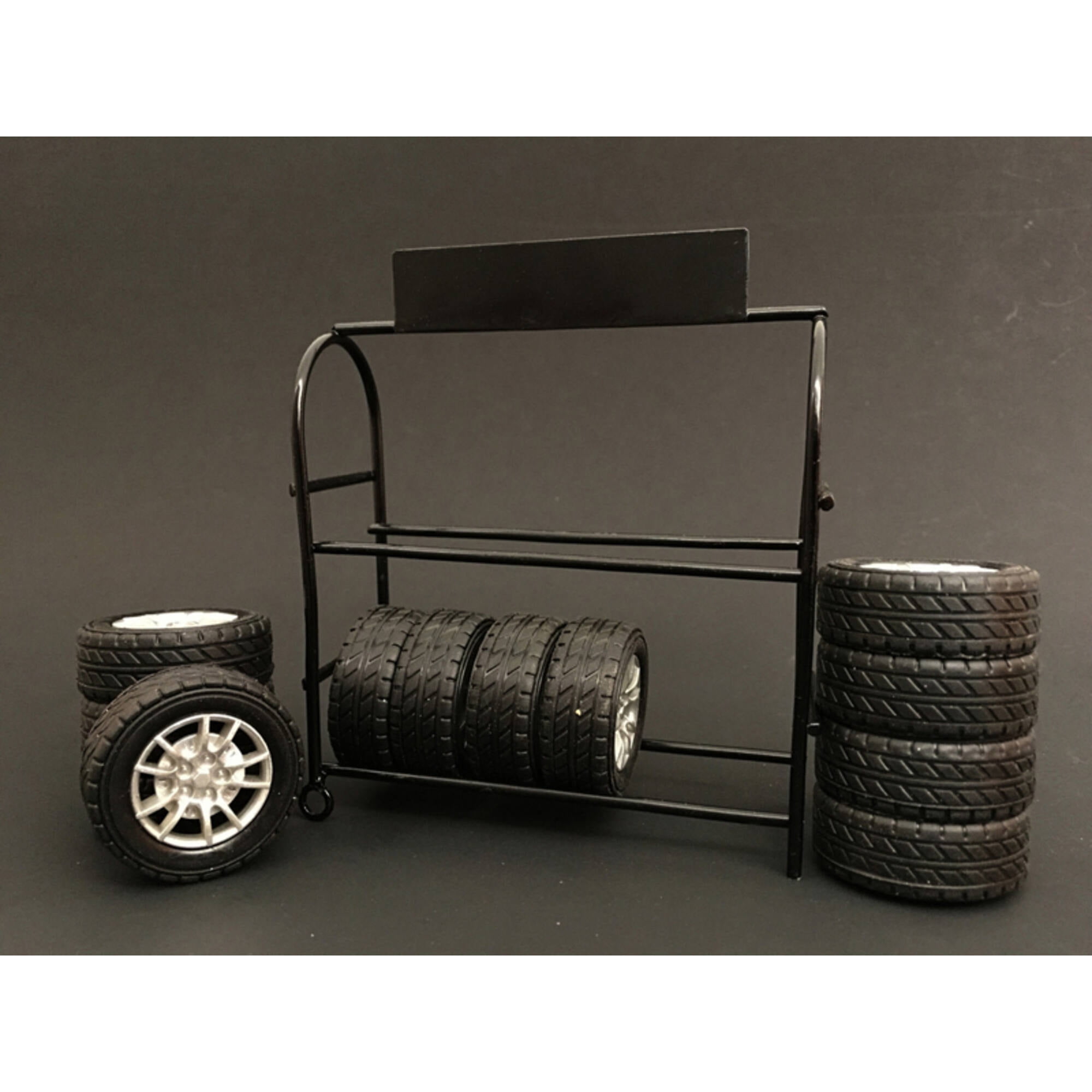 Picture of American Diorama 77530 Metal Tire Rack with Rims & Tires for 1 isto 24 Diecast Model Car