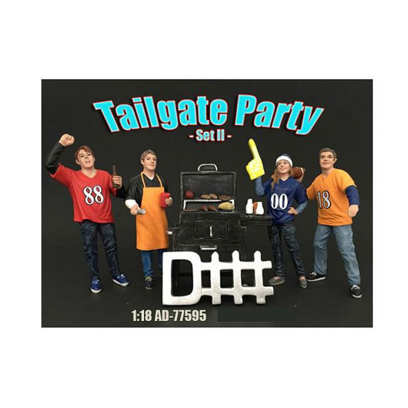 Picture of American Diorama 77595 Tailgate Party Set II Figure Set for 1 isto 18 Diecast Model Car, 4 Piece